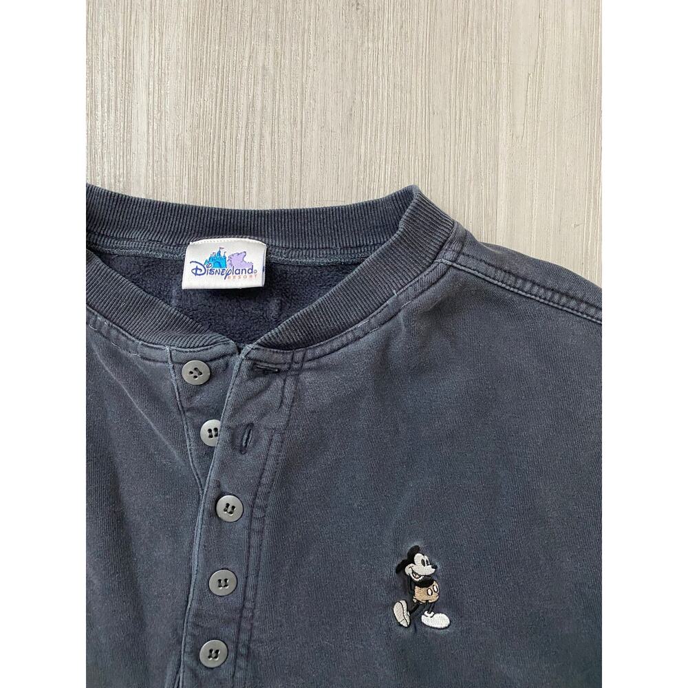 Disney Parks Mickey Mouse Embroidered Henley Shirt Gray M - Picture 3 of 4